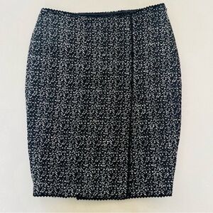 Leon Max Black Herringbone Front Slit Mini Pencil Skirt 6
